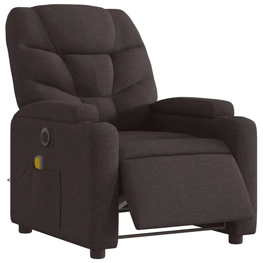 Fauteuil de massage inclinable électrique Marron foncé Tissu - 3