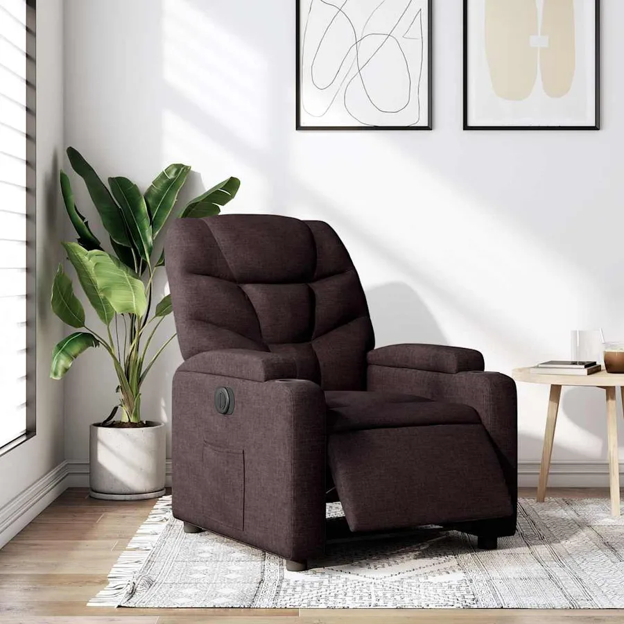 Fauteuil inclinable électrique Marron foncé Tissu - 16