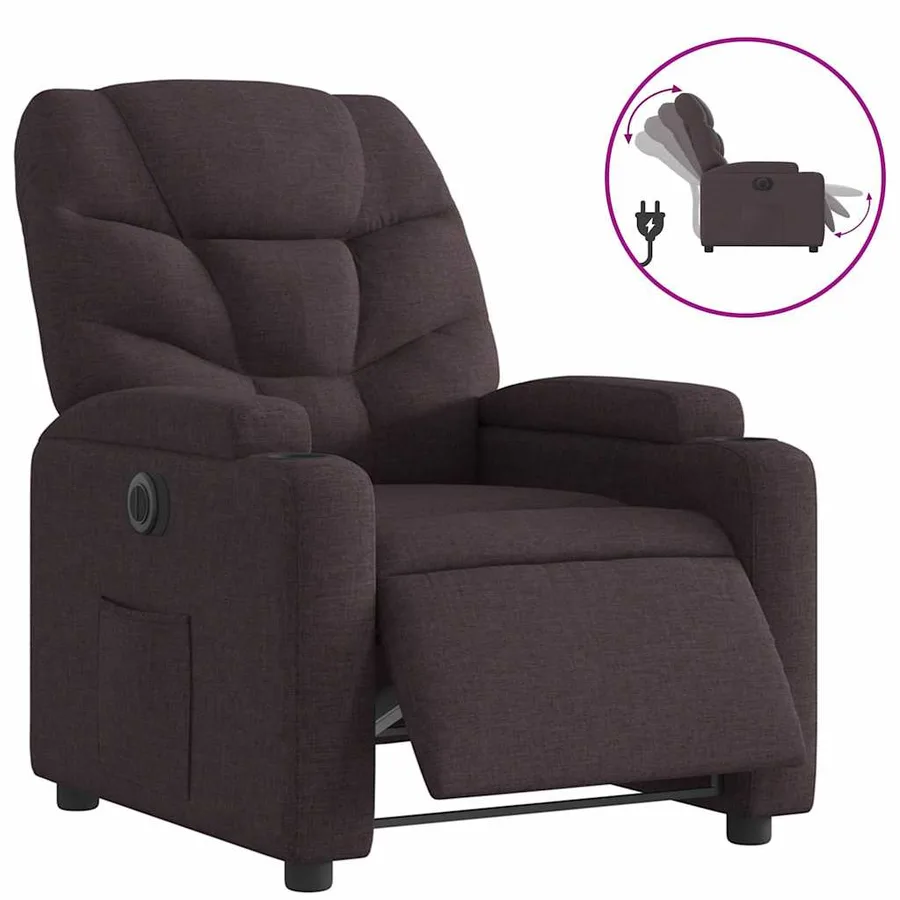 Fauteuil inclinable électrique Marron foncé Tissu - 2