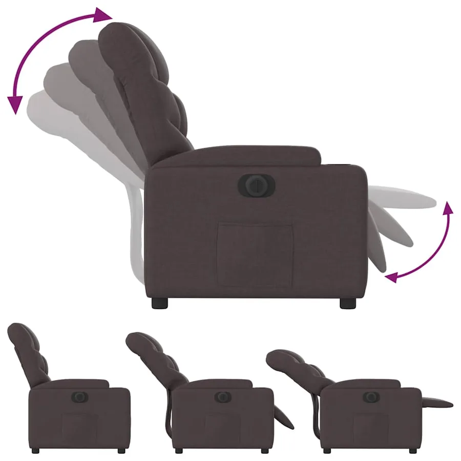 Fauteuil inclinable électrique Marron foncé Tissu - 7