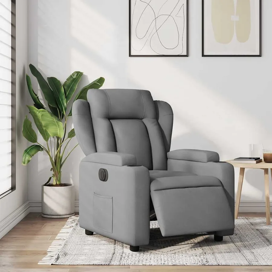 Fauteuil inclinable électrique Gris clair Tissu - 16