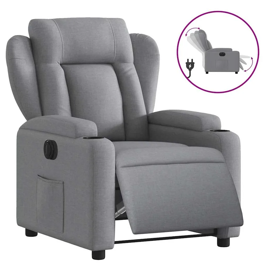 Fauteuil inclinable électrique Gris clair Tissu - 2