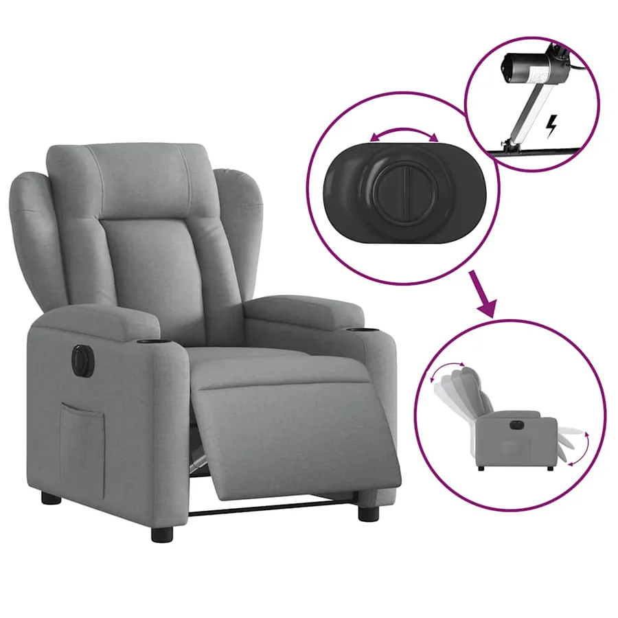 Fauteuil inclinable électrique Gris clair Tissu - 6