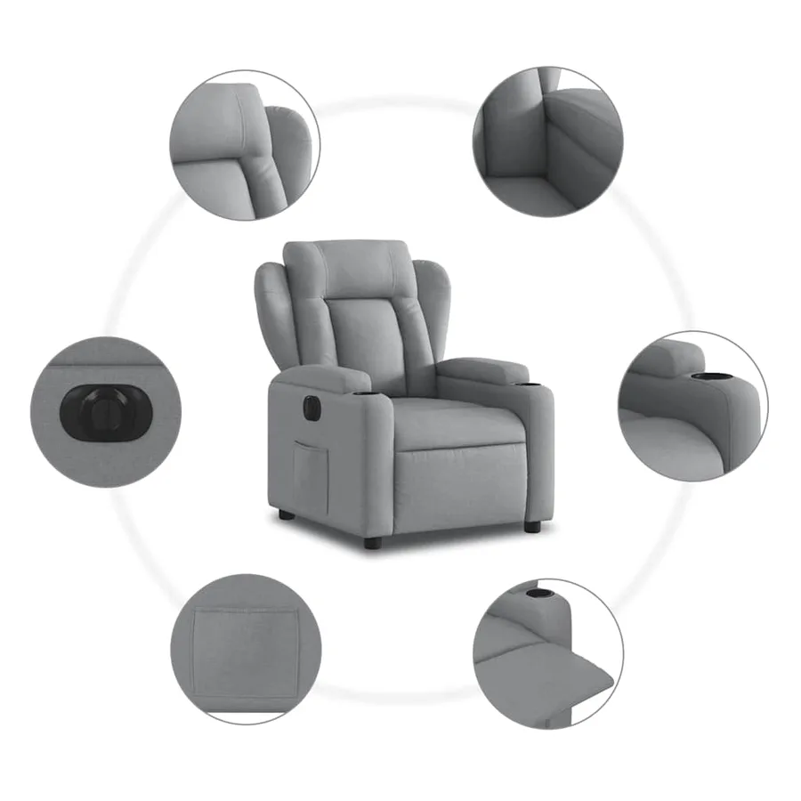 Fauteuil inclinable électrique Gris clair Tissu - 8