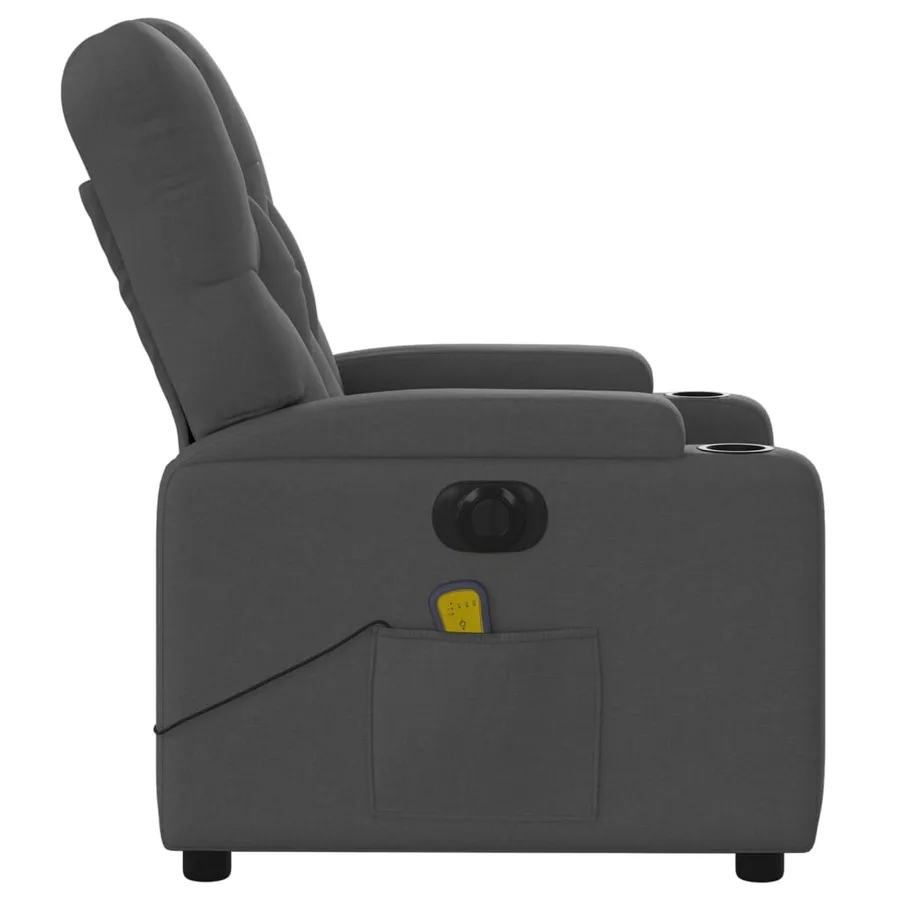 Fauteuil inclinable de massage électrique gris foncé tissu - 10