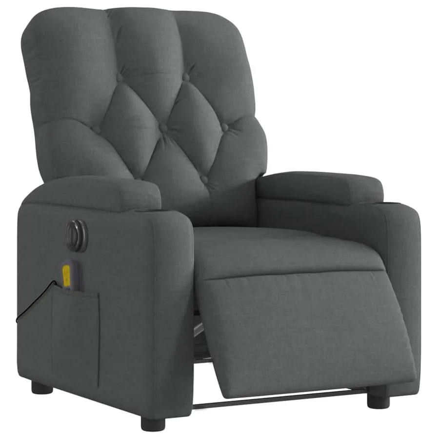 Fauteuil inclinable de massage électrique gris foncé tissu - 3