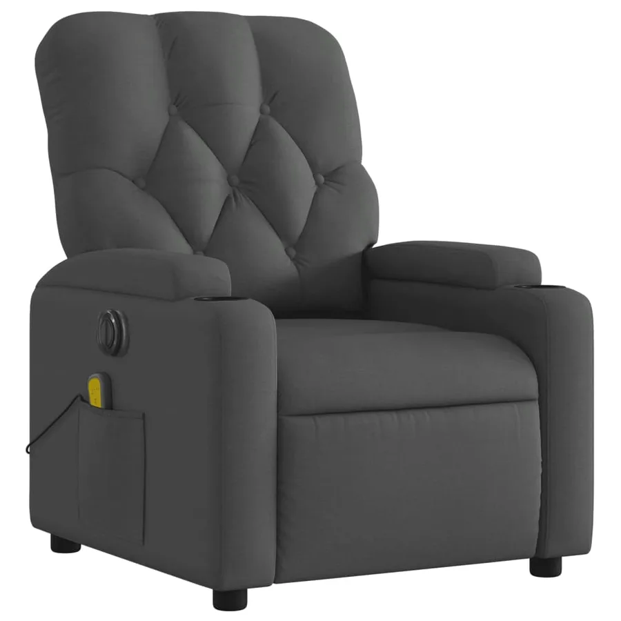 Fauteuil inclinable de massage électrique gris foncé tissu - 4