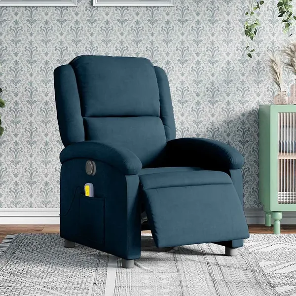 Fauteuil inclinable de massage électrique bleu velours