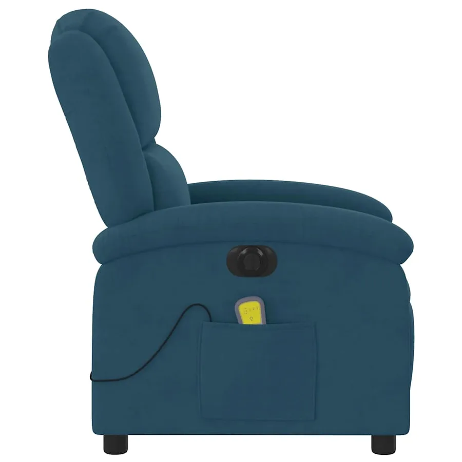Fauteuil inclinable de massage électrique bleu velours - 7