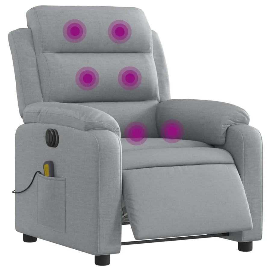 Fauteuil de massage inclinable électrique gris clair tissu - 3