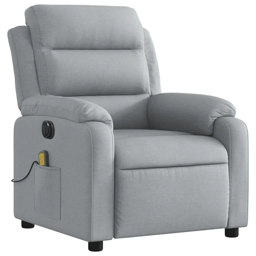 Fauteuil de massage inclinable électrique gris clair tissu - 4