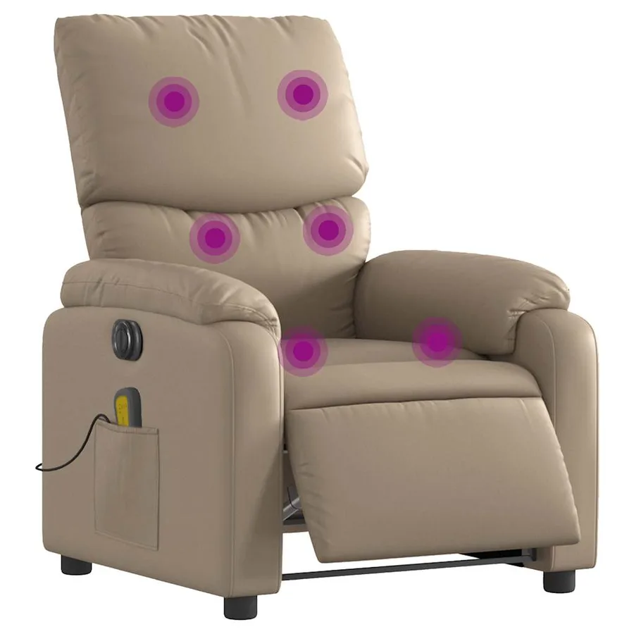Fauteuil de massage inclinable électrique cappuccino similicuir - 3