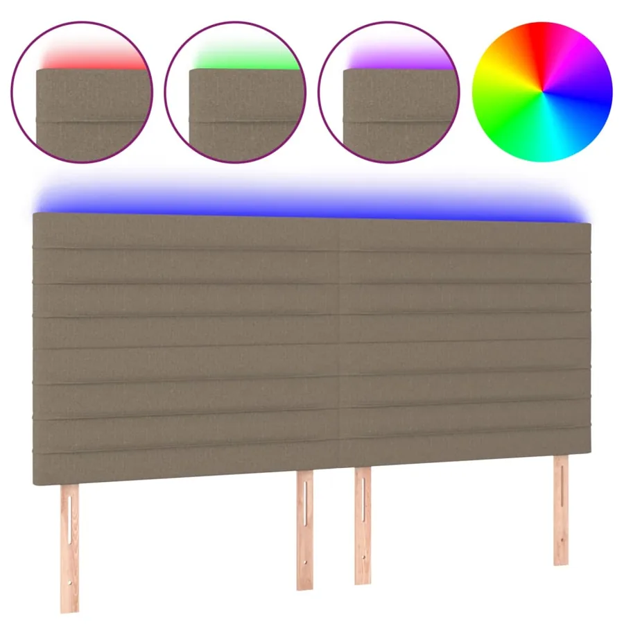 Tête de lit à LED Taupe 180x5x118/128 cm Tissu - 2