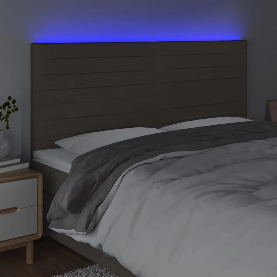 Tête de lit à LED Taupe 180x5x118/128 cm Tissu - 3