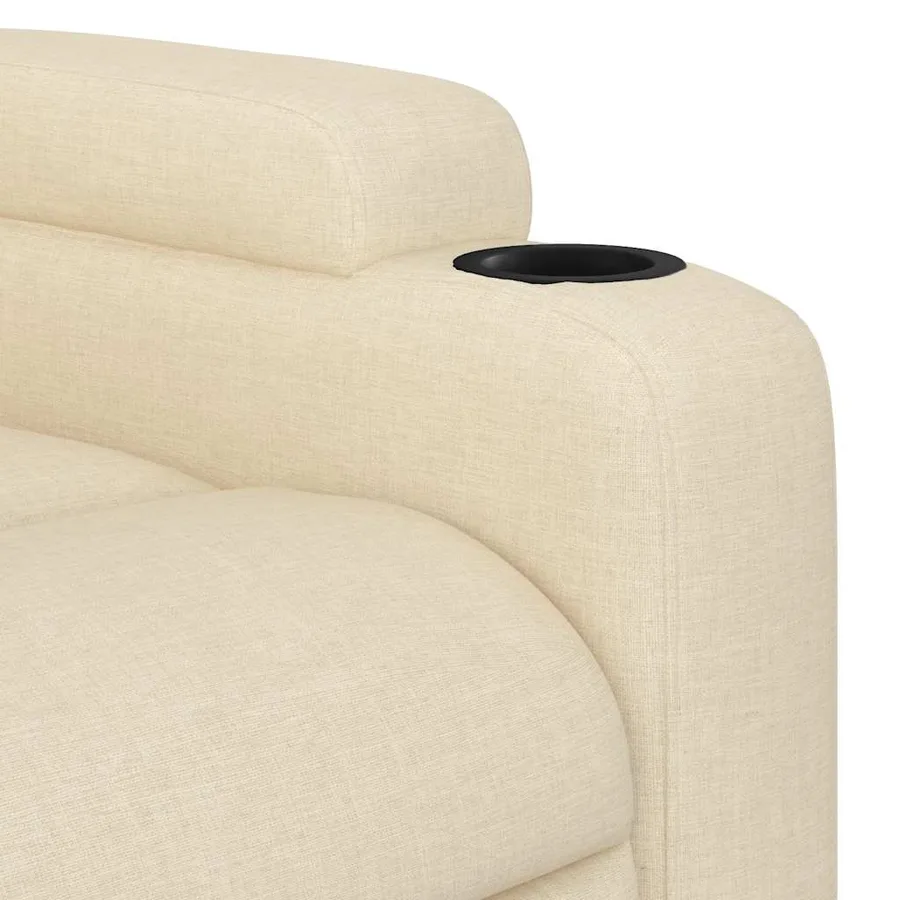 Fauteuil inclinable de massage électrique crème tissu - 10