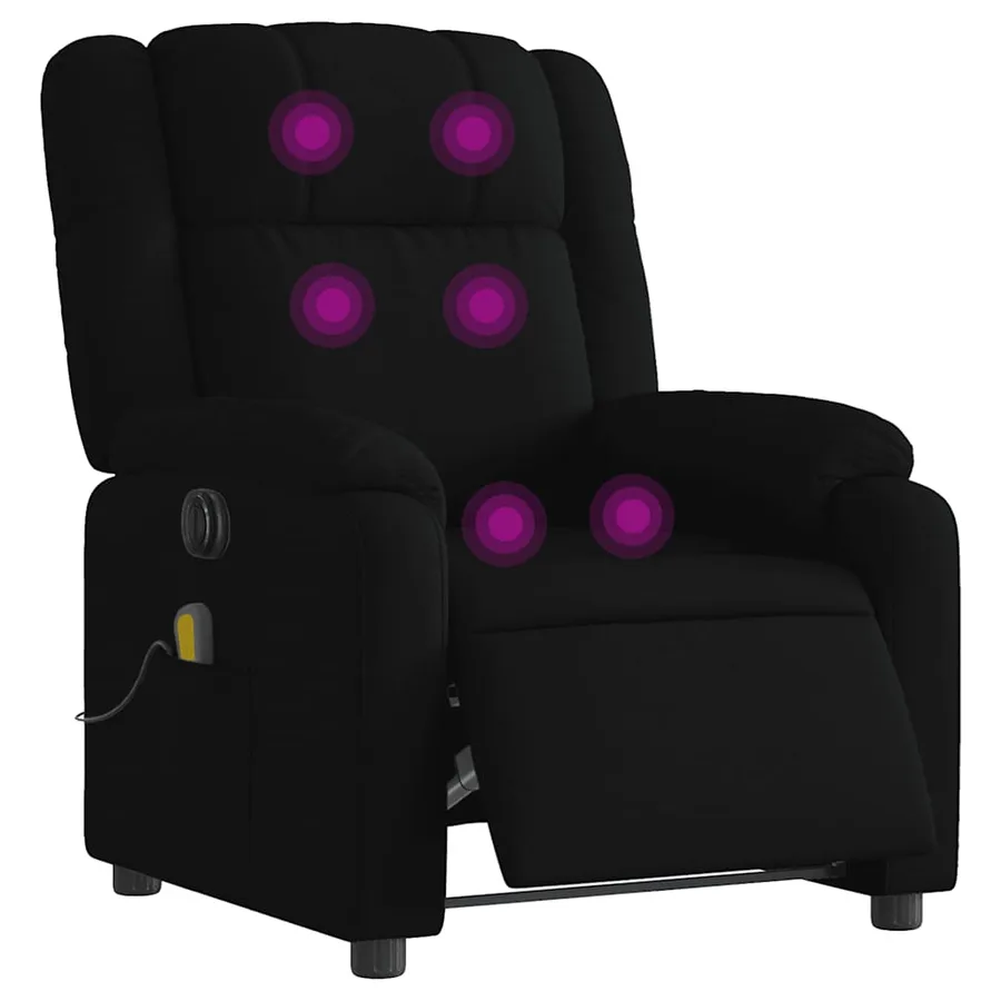 Fauteuil de massage inclinable électrique Noir Tissu - 3