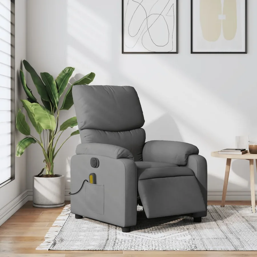 Fauteuil inclinable de massage électrique gris foncé tissu - 16
