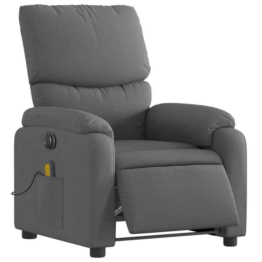 Fauteuil inclinable de massage électrique gris foncé tissu - 3