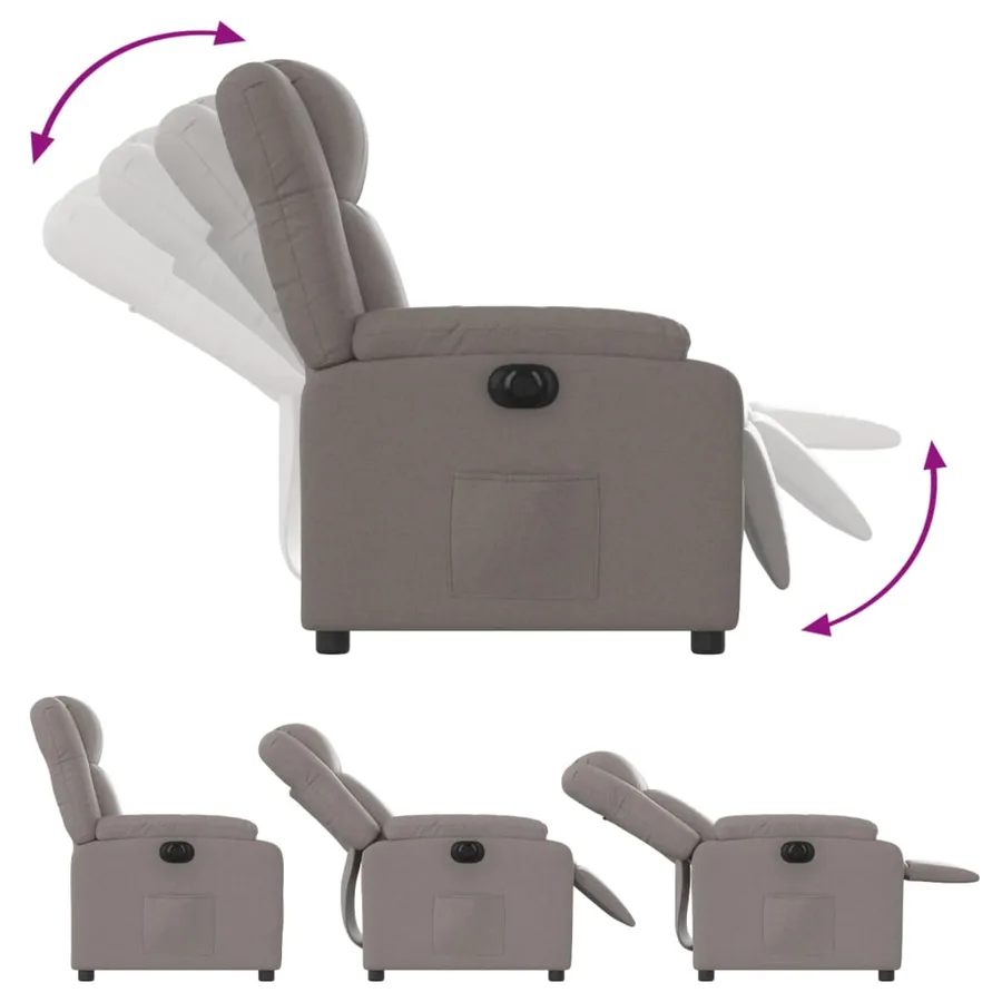 Fauteuil inclinable électrique Taupe Tissu - 7
