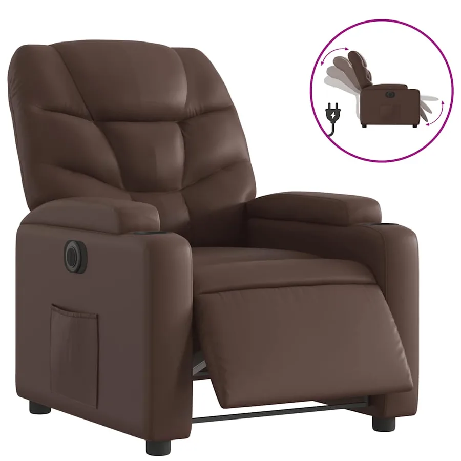 Fauteuil inclinable électrique Marron Similicuir - 2