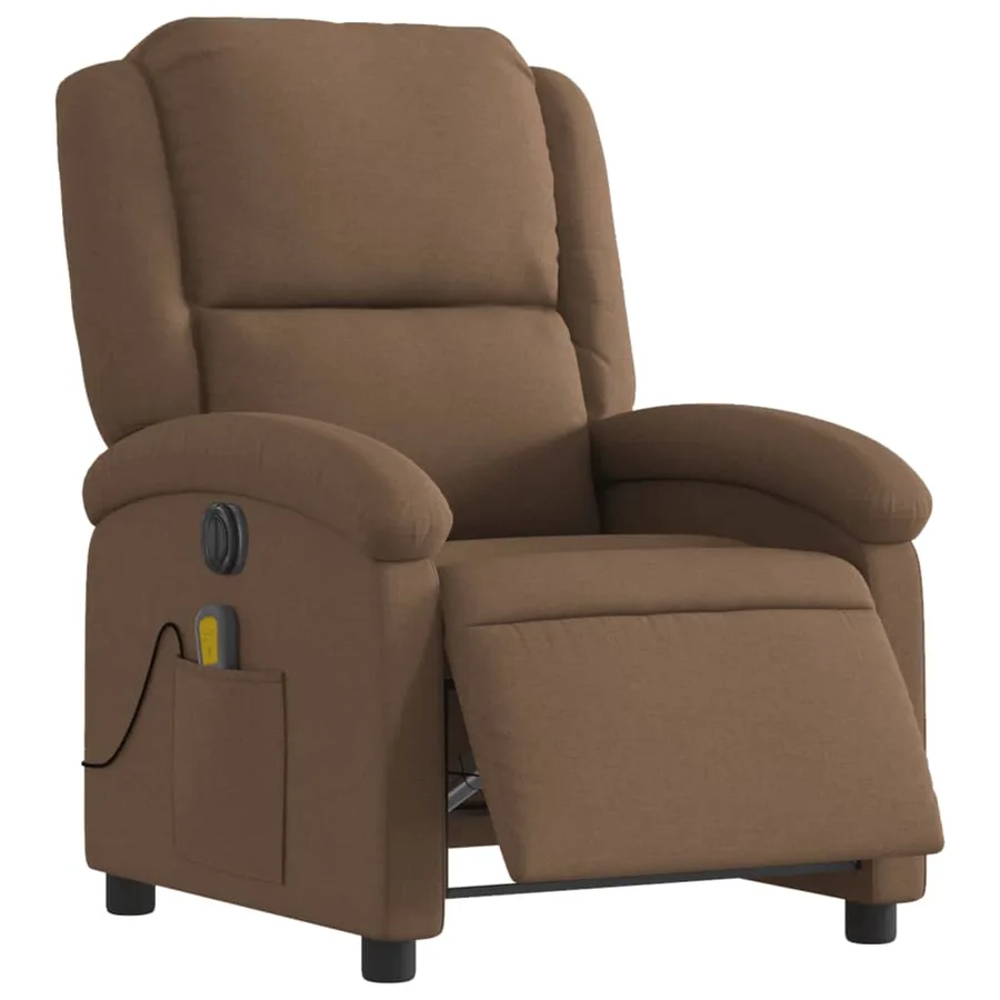 Fauteuil inclinable de massage électrique marron tissu - 3