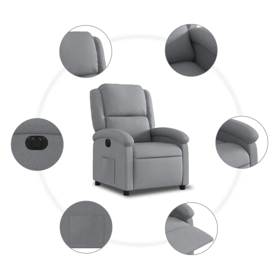 Fauteuil inclinable électrique Gris clair Tissu - 8