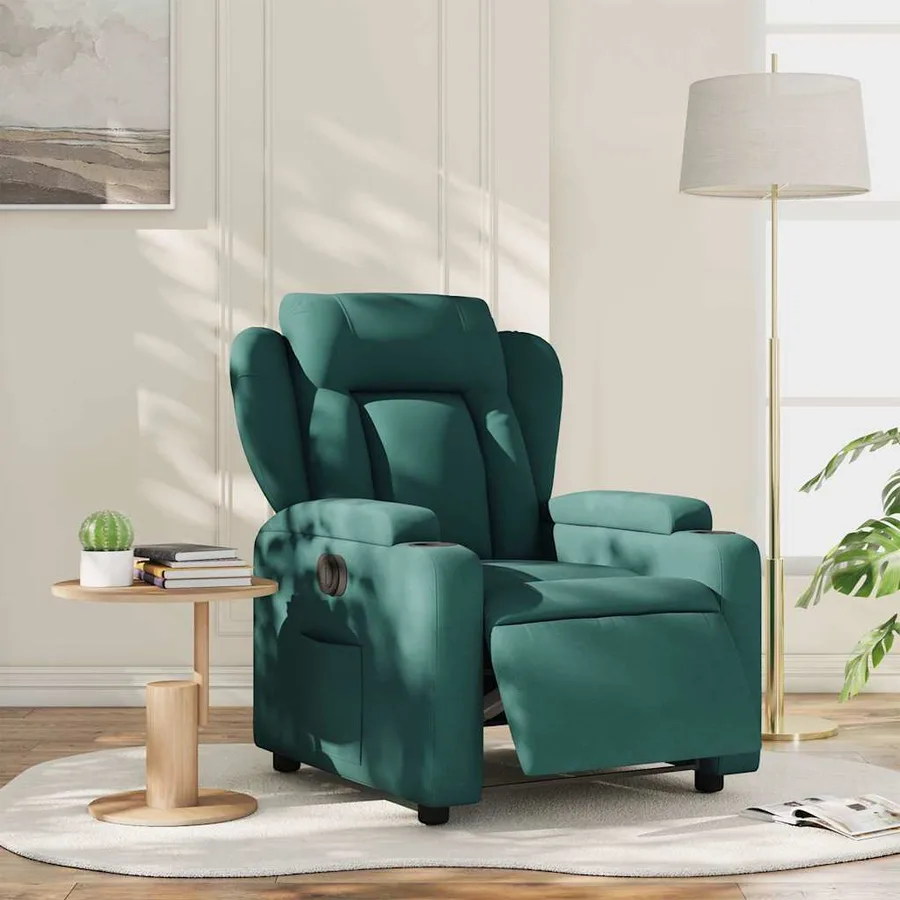 Fauteuil inclinable électrique Vert foncé Tissu - 16