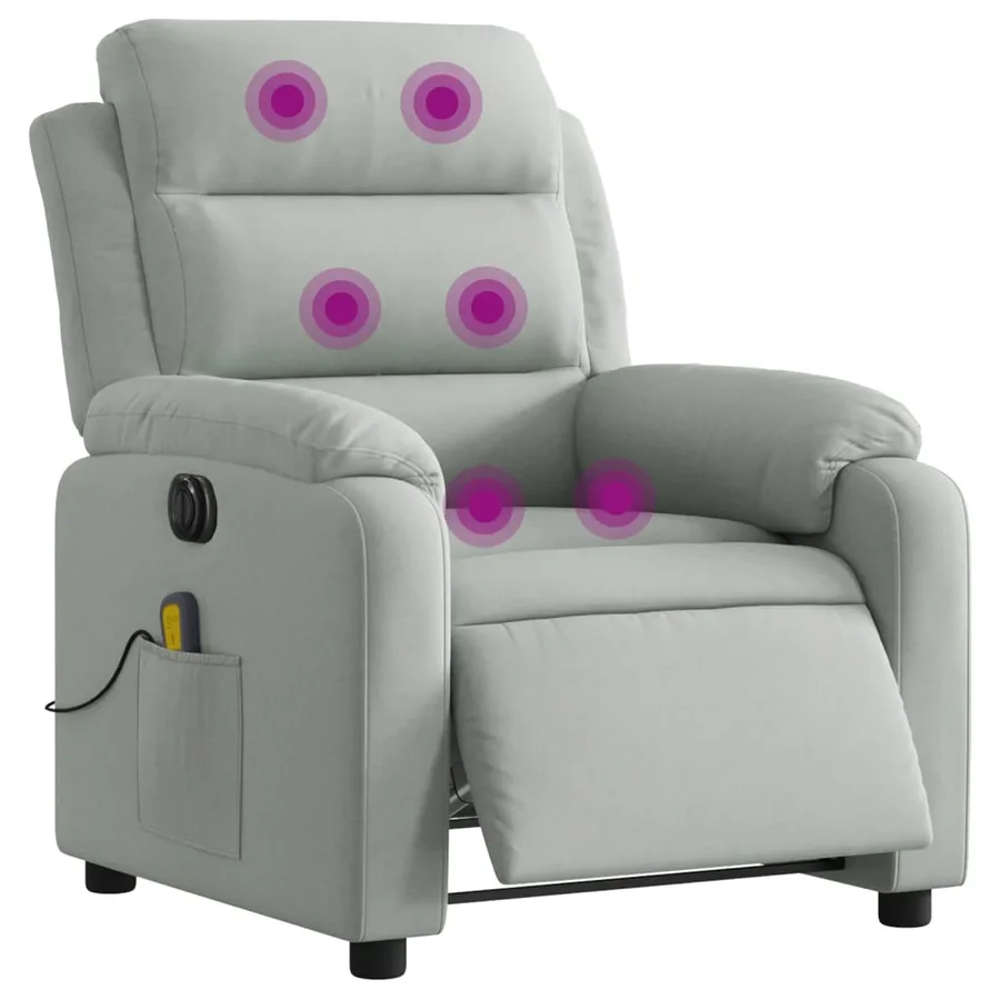 Fauteuil inclinable électrique de massage gris clair velours - 3