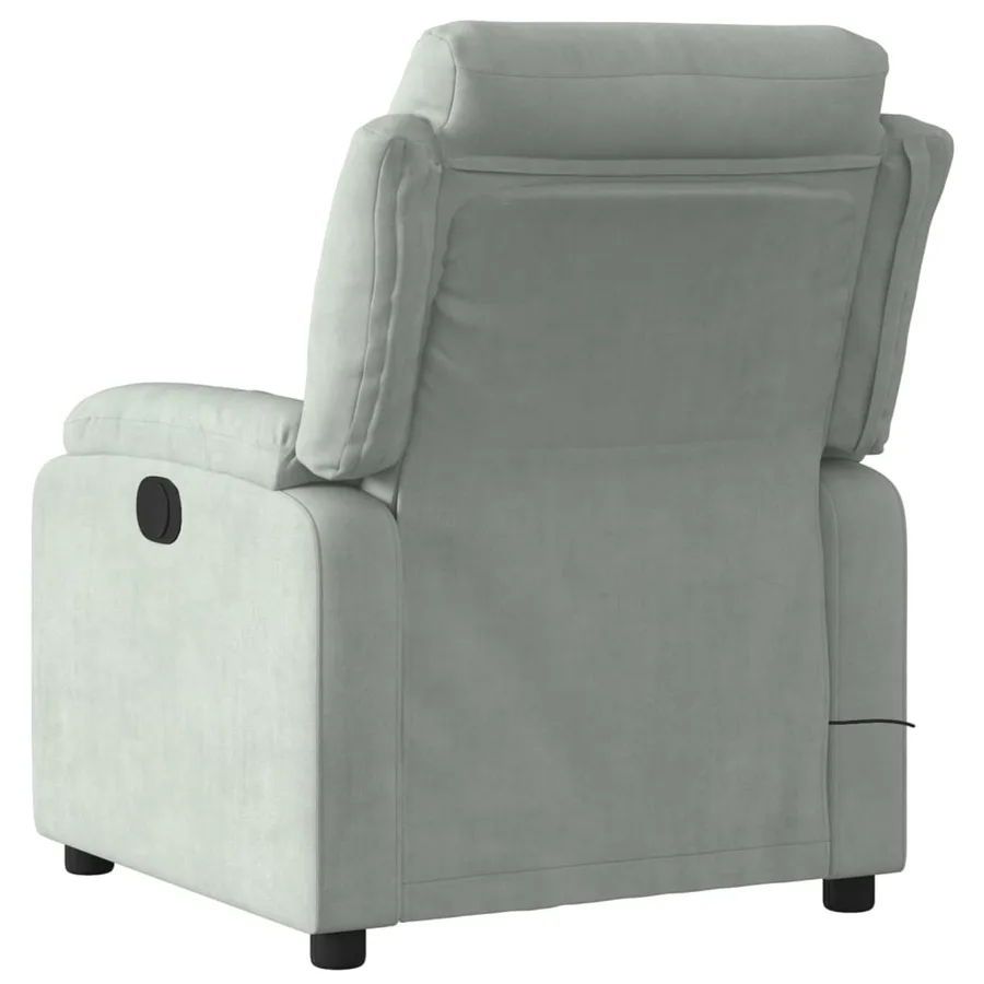 Fauteuil inclinable électrique de massage gris clair velours - 5