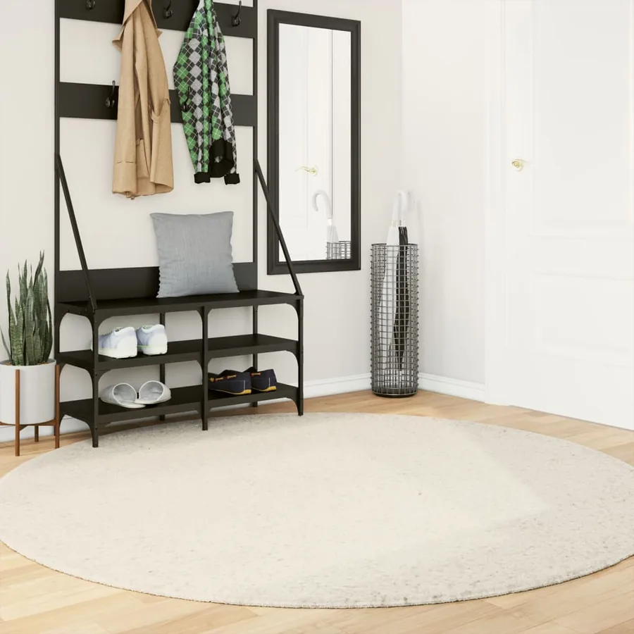 Tapis shaggy PAMPLONA poils longs moderne crème Ø 200 cm