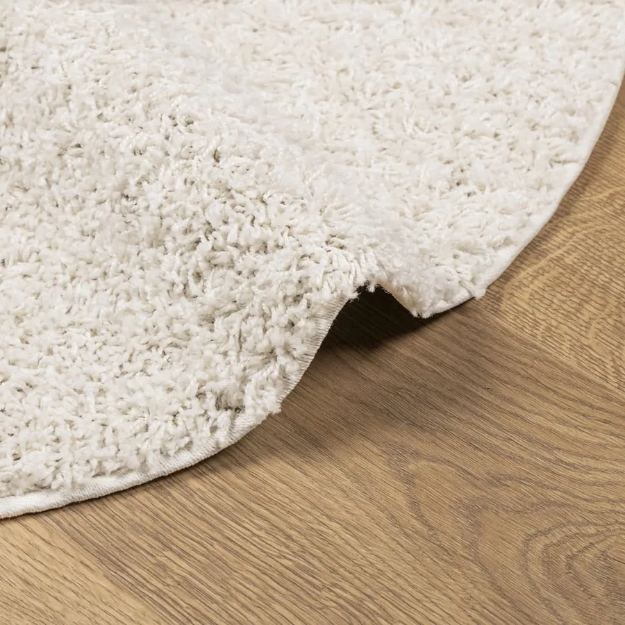 Tapis shaggy PAMPLONA poils longs moderne crème Ø 200 cm - 6
