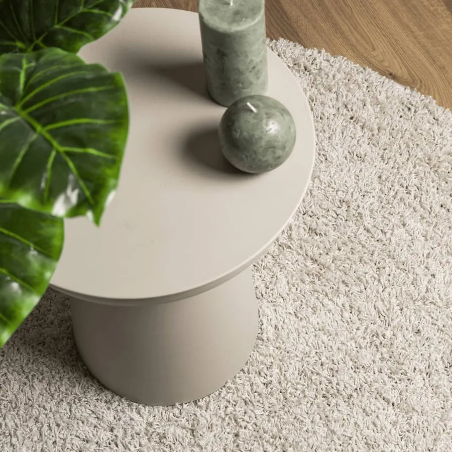 Tapis shaggy PAMPLONA poils longs moderne crème Ø 200 cm - 7
