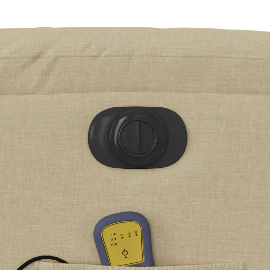 Fauteuil inclinable de massage électrique crème tissu - 12