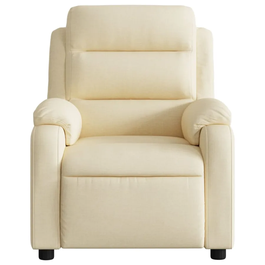Fauteuil inclinable de massage électrique crème tissu - 9