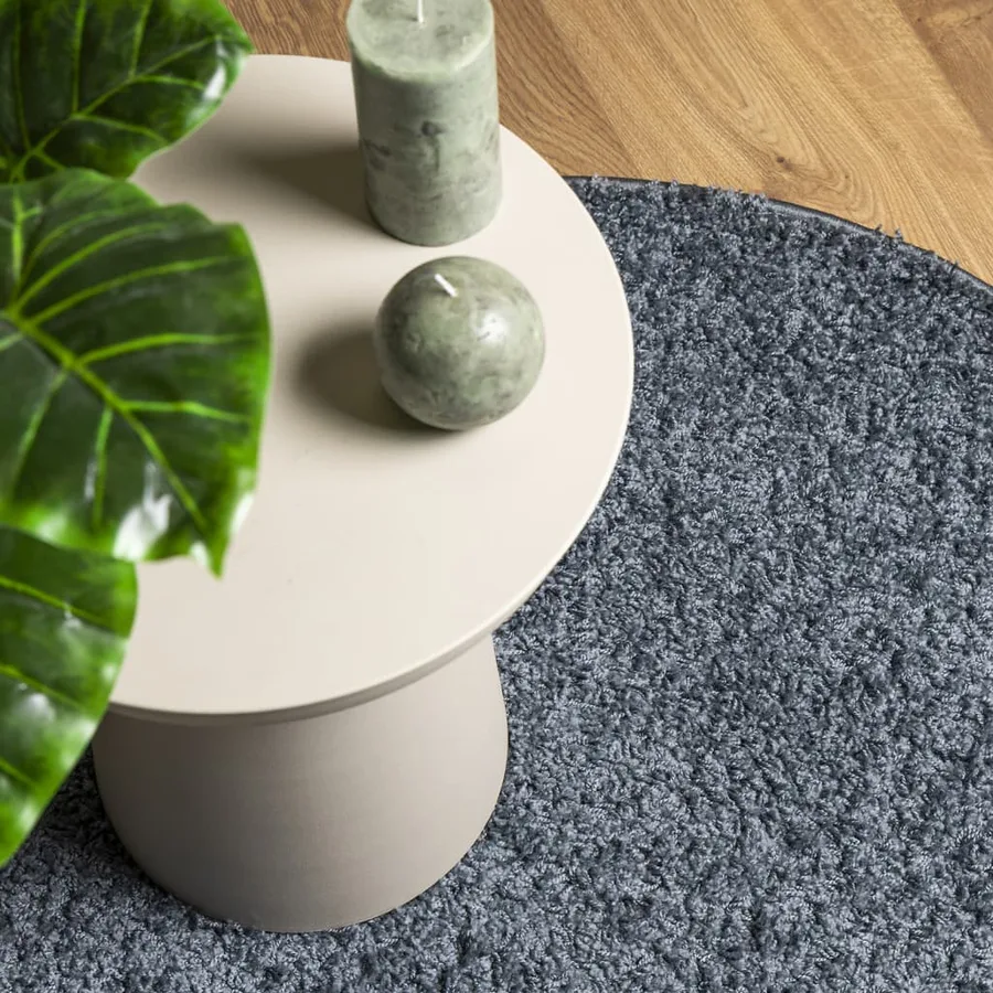 Tapis shaggy PAMPLONA poils longs moderne bleu Ø 200 cm - 7