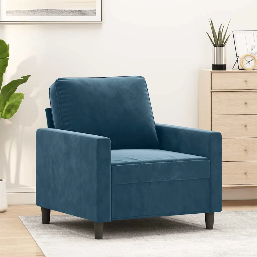 Fauteuil Bleu 60 cm Velours