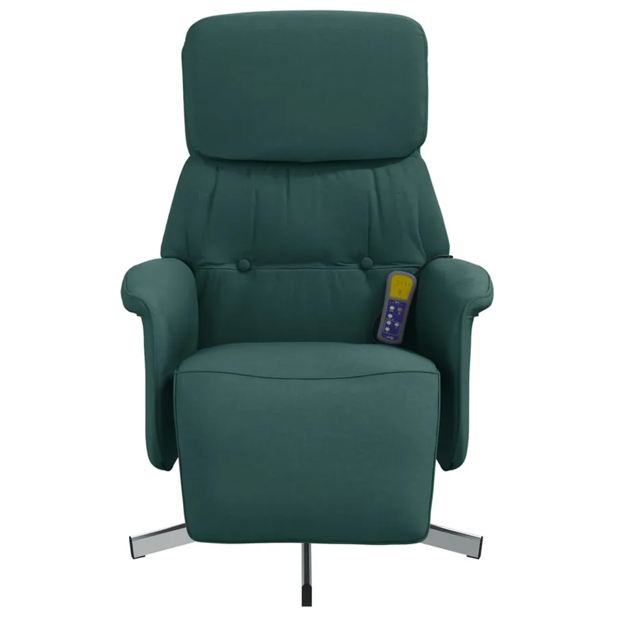 Fauteuil inclinable de massage et repose-pieds vert foncé tissu - 4