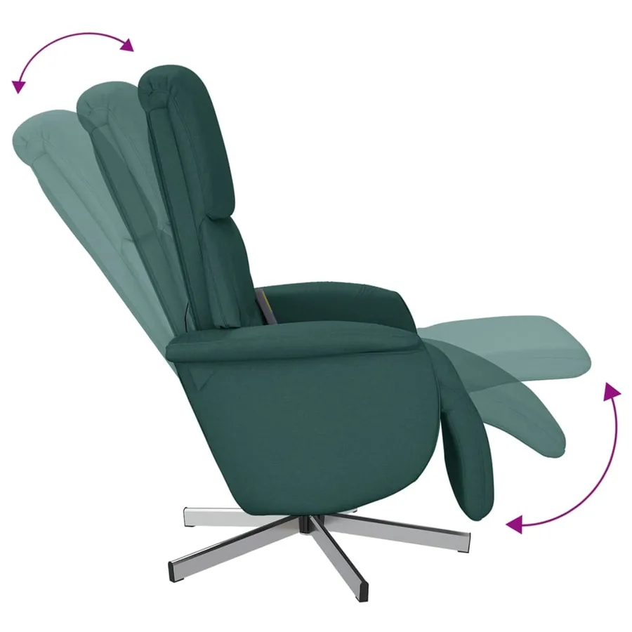 Fauteuil inclinable de massage et repose-pieds vert foncé tissu - 7