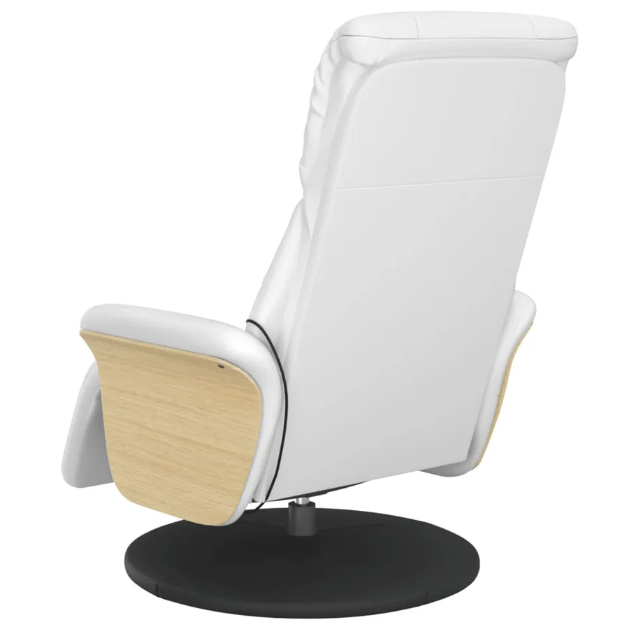 Fauteuil inclinable de massage repose-pieds blanc similicuir - 6
