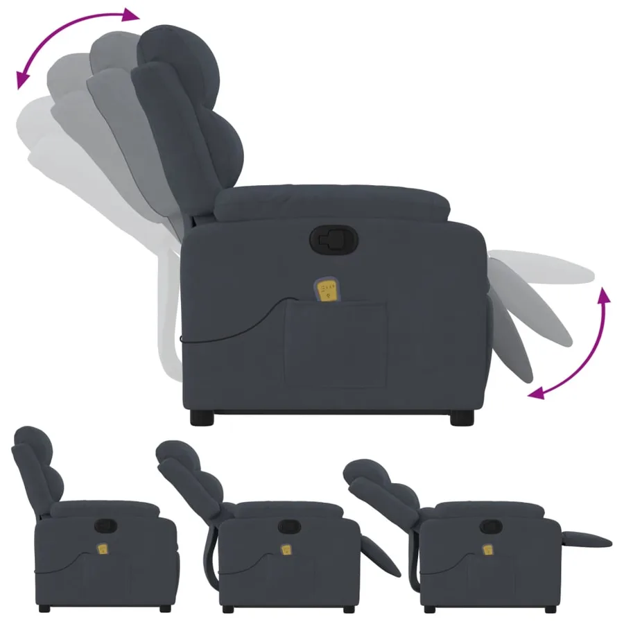Fauteuil de massage inclinable Gris foncé Velours - 6