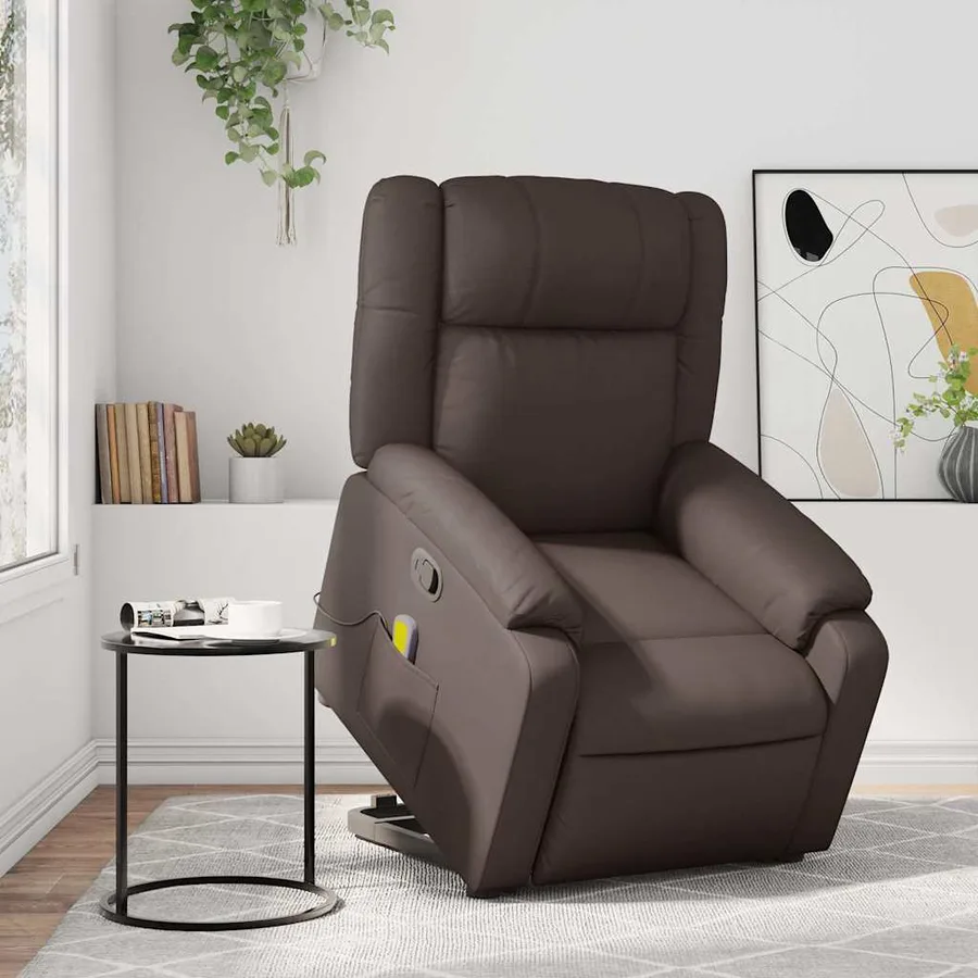 Fauteuil inclinable de massage Marron Similicuir - 15