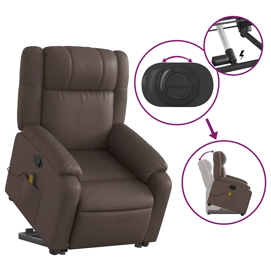 Fauteuil inclinable de massage Marron Similicuir - 6