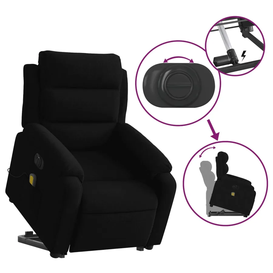 Fauteuil inclinable de massage électrique noir velours - 11