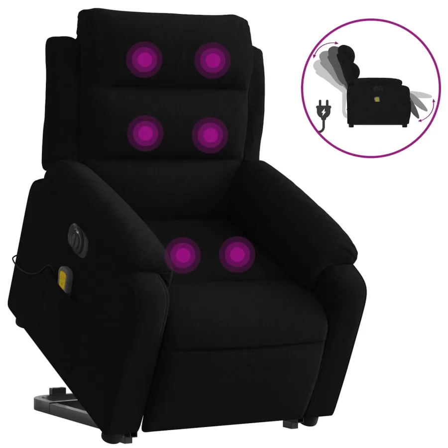 Fauteuil inclinable de massage électrique noir velours - 2