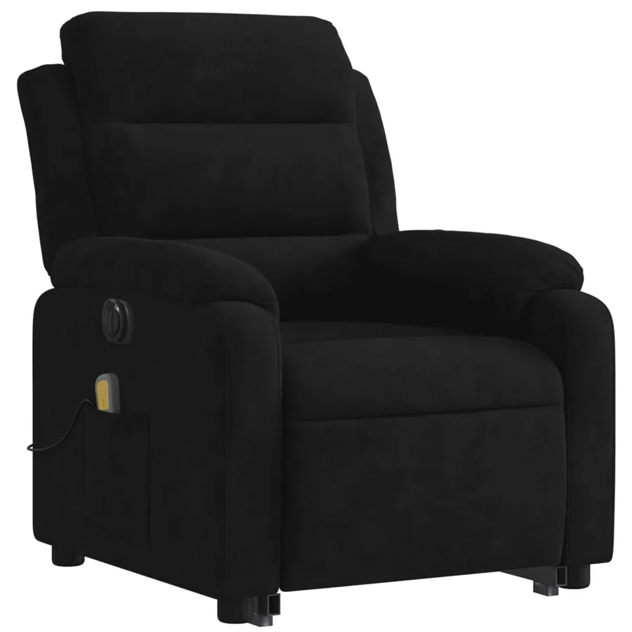 Fauteuil inclinable de massage électrique noir velours - 4
