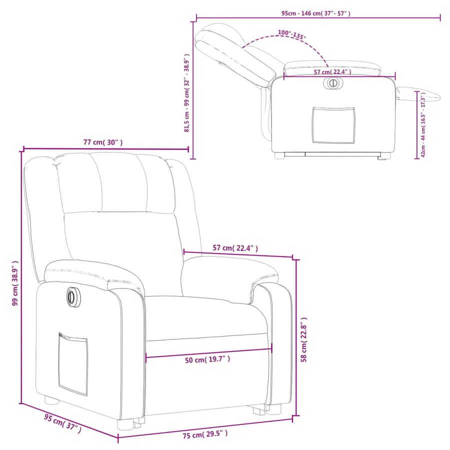 Fauteuil inclinable électrique gris similicuir - 17