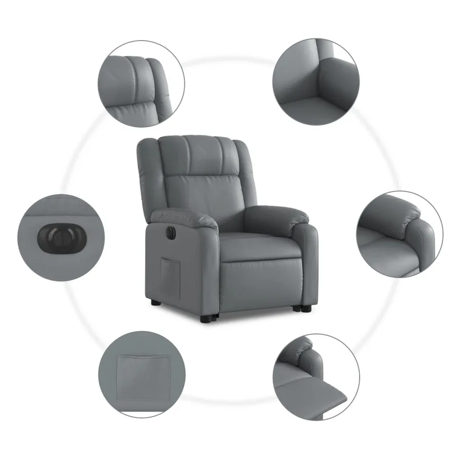 Fauteuil inclinable électrique gris similicuir - 8