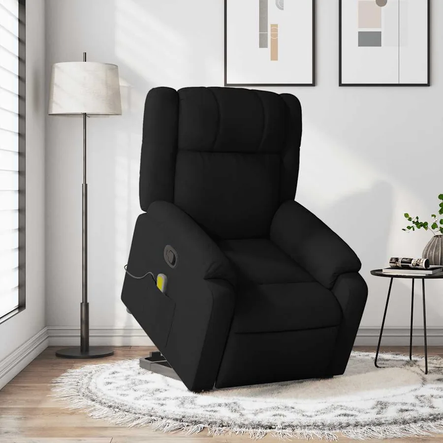 Fauteuil de massage inclinable Noir Tissu - 16
