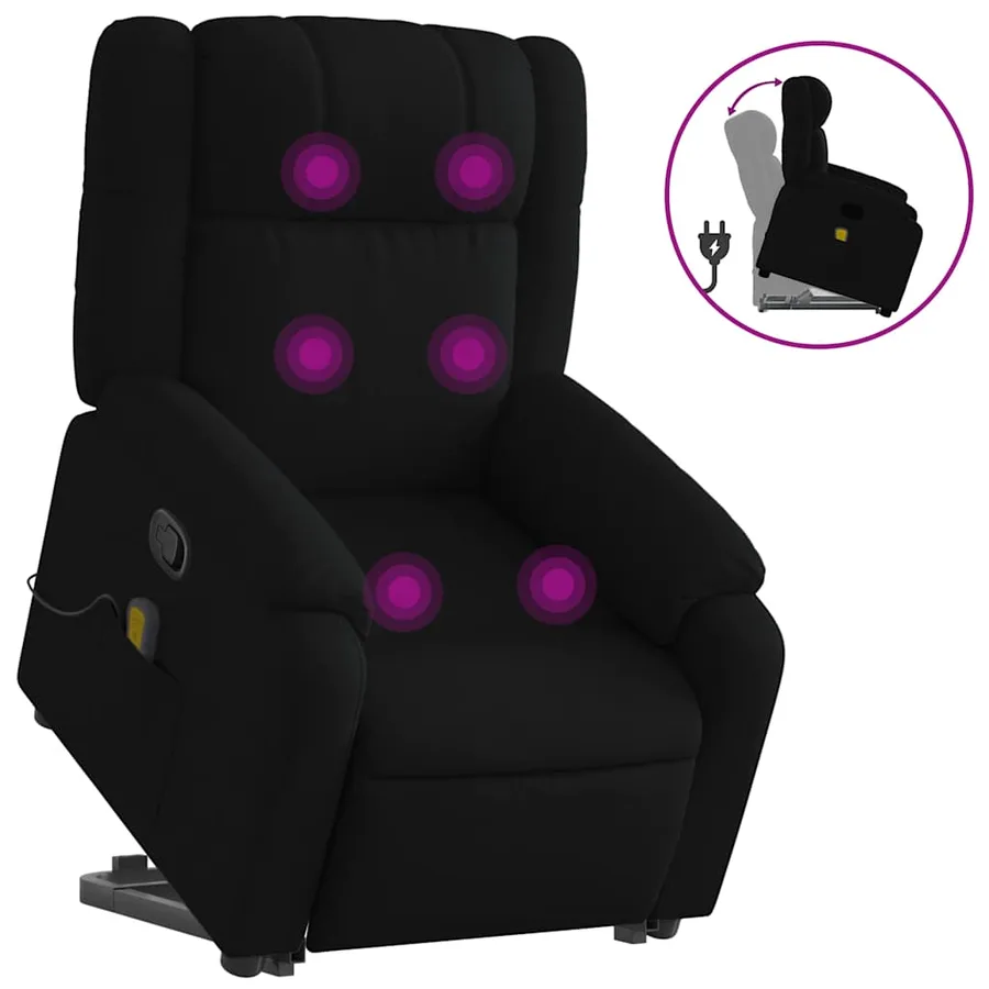 Fauteuil de massage inclinable Noir Tissu - 2