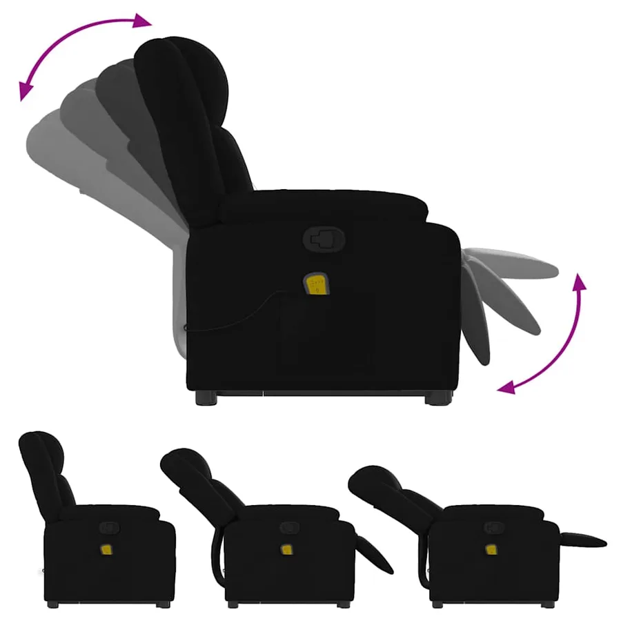 Fauteuil de massage inclinable Noir Tissu - 7